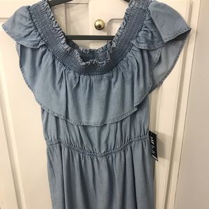 New Express Off the shoulder denim dress